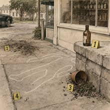 AI-generated crime scene photograph from The Soda Fountain Affair