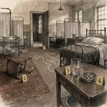 AI-generated crime scene photograph from The Bonesaw Vespers