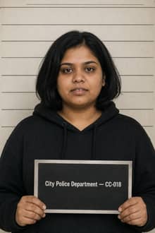 AI-generated police mugshot of a fictional suspect from The Last Toast, 2016