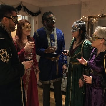 Medieval Masquerade guests in costume inspiration (AI-generated)