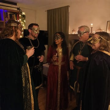 Medieval Masquerade guests in costume inspiration (AI-generated)