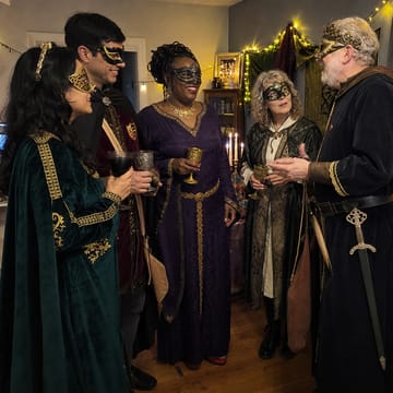 Medieval Masquerade guests in costume inspiration (AI-generated)