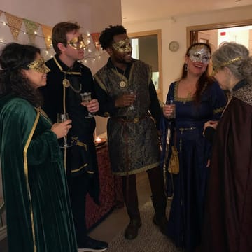 Medieval Masquerade guests in costume inspiration (AI-generated)