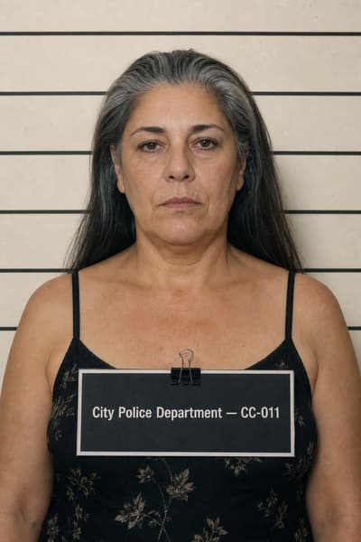 Megan Castellano — AI-generated mugshot of a fictional suspect