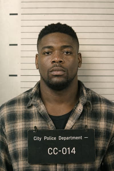 Andrew Okafor — AI-generated mugshot of a fictional suspect