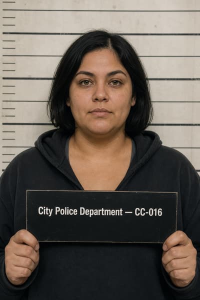 Emma Rodriguez — AI-generated mugshot of a fictional suspect