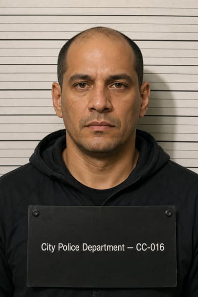 Oliver Garcia — AI-generated mugshot of a fictional suspect