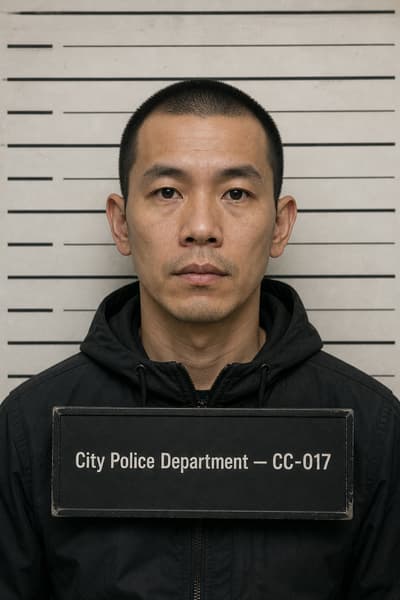 Benjamin Tran — AI-generated mugshot of a fictional suspect
