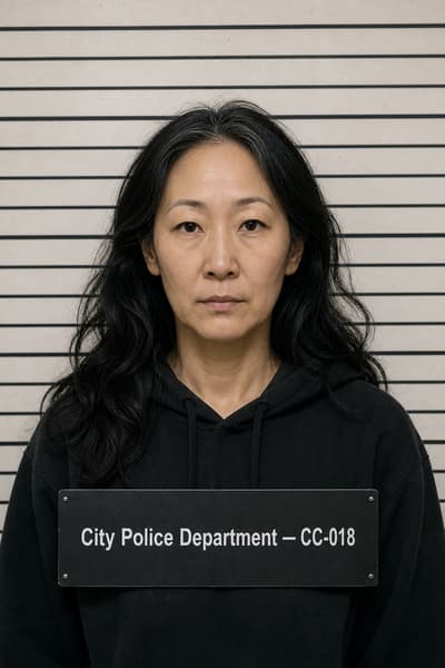 Harper Kim — AI-generated mugshot of a fictional suspect