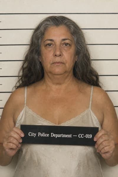Amanda Lombardi — AI-generated mugshot of a fictional suspect