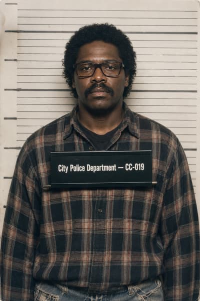Tyler Okafor — AI-generated mugshot of a fictional suspect