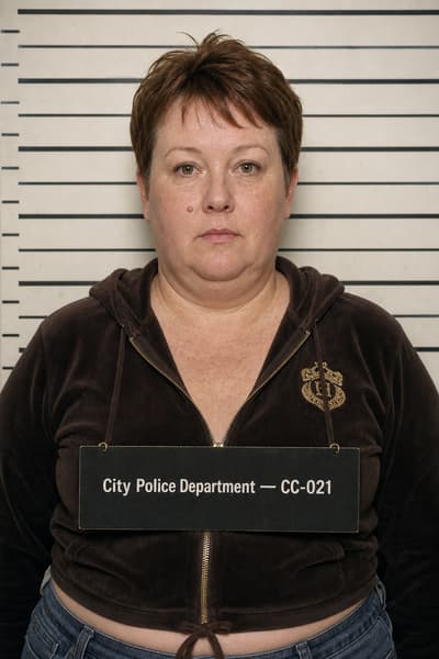 Abigail Reilly — AI-generated mugshot of a fictional suspect