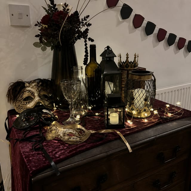 Medieval Masquerade table and decor inspiration (AI-generated)