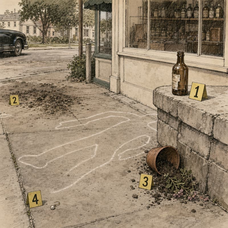 Crime-scene plate — The Soda Fountain Affair